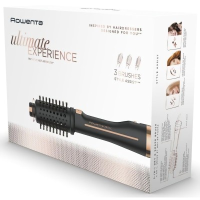 Фен-щітка Rowenta Ultimate Experience, 750Вт, 1 режими, іоніз-я, оберт.насадок, кераміка, чорний (CF9620F0)