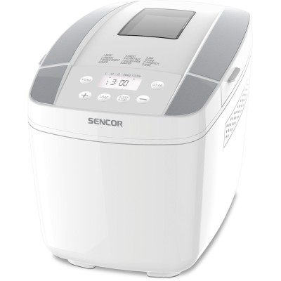Хлібопічка Sencor 800Вт, програм-12, макс.вага -1.2кг, форма прямокутник, пластик, білий (SBR0770WH)