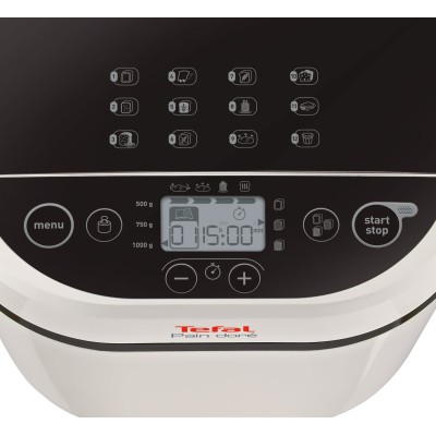 Хлібопічка Tefal PainDore 720Вт, програм-1, макс. вага -1кг, форма-прямокутник, пластик, чорно-білий (PF210138)