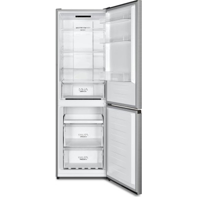 Холодильник Gorenje з нижн. мороз. камерою, 185х60х60см, 2 дв., Х- 207л, М- 97л, A+, NoFrost Plus, Fresh zone, Диспл, сірий (NRK