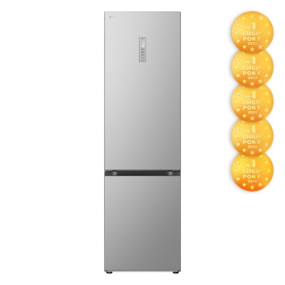 Холодильник LG з нижн. мороз., 203x60х68, холод.відд.-277л, мороз.відд.-107л, 2дв., А++, NF, інв., диспл зовн., Fresh Сonverter,