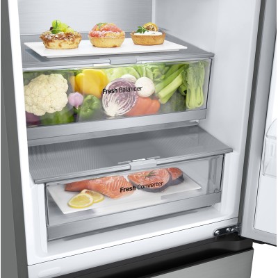 Холодильник LG з нижн. мороз., 203x60х68, холод.відд.-277л, мороз.відд.-107л, 2дв., А++, NF, інв., диспл зовн., Fresh Сonverter,