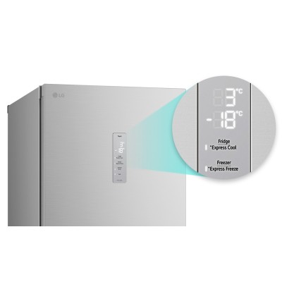 Холодильник LG з нижн. мороз., 203x60х68, холод.відд.-277л, мороз.відд.-107л, 2дв., А++, NF, інв., диспл зовн., Fresh Сonverter,