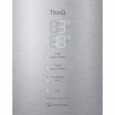 Холодильник LG з нижн. мороз., 203x60х68, холод.відд.-277л, мороз.відд.-107л, 2дв., А+++, NF, лін., диспл зовн., Fresh Сonverter