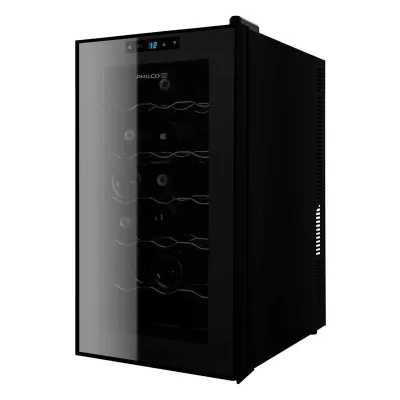 Холодильник Philco для вина, 64х34.5х52, холод.відд.-47л, зон - 1, бут-18, диспл, підсвітка, чорний (PW18F)