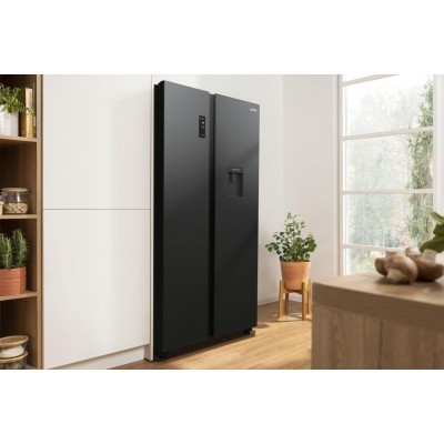 Холодильник SBS Gorenje, 179х67х92см, 2 двері, 353(191)л, А++, NF+, Інв., Зона св-ті, диспенсер, генератор льоду, Зовн. Диспл, ч