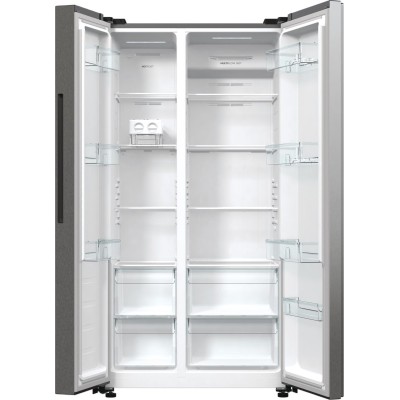 Холодильник SBS Gorenje, 179х67х92см, 2 двері, 356( 191)л, А++, NF+, Інв. , Зона св-ті, Зовн. Диспл, матовий сірий (NRR9185EAXL)