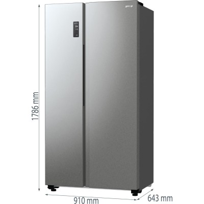 Холодильник SBS Gorenje, 179х67х92см, 2 двері, 356( 191)л, А++, NF+, Інв. , Зона св-ті, Зовн. Диспл, матовий сірий (NRR9185EAXL)
