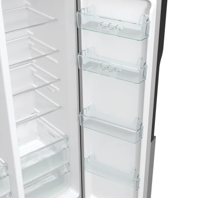 Холодильник SBS Gorenje, 179х70х92см, 2 двері, 376(190)л, А++, NF+, Інв., Зона св-ті, диспенсер, генератор льоду, Зовн. Диспл, н