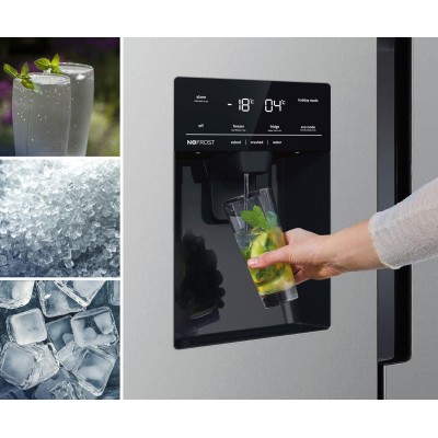 Холодильник SBS Gorenje, 179х70х92см, 2 двері, 376(190)л, А++, NF+, Інв., Зона св-ті, диспенсер, генератор льоду, Зовн. Диспл, н