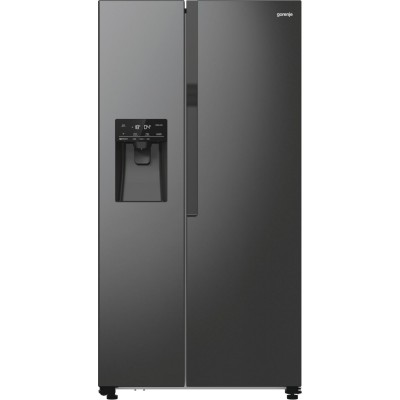 Холодильник SBS Gorenje, 179х70х92см, 2 двері, 376(190)л, А++, NF+, Інв., Зона св-ті, диспенсер, генератор льоду, Зовн. Диспл, ч
