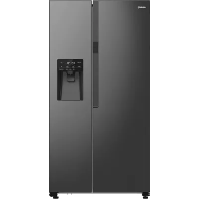 Холодильник SBS Gorenje, 179х70х92см, 2 двері, 376(190)л, А++, NF+, Інв., Зона св-ті, диспенсер, генератор льоду, Зовн. Диспл, ч