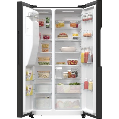 Холодильник SBS Gorenje, 179х70х92см, 2 двері, 376(190)л, А++, NF+, Інв., Зона св-ті, диспенсер, генератор льоду, Зовн. Диспл, ч