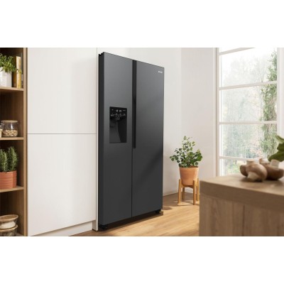 Холодильник SBS Gorenje, 179х70х92см, 2 двері, 376(190)л, А++, NF+, Інв., Зона св-ті, диспенсер, генератор льоду, Зовн. Диспл, ч