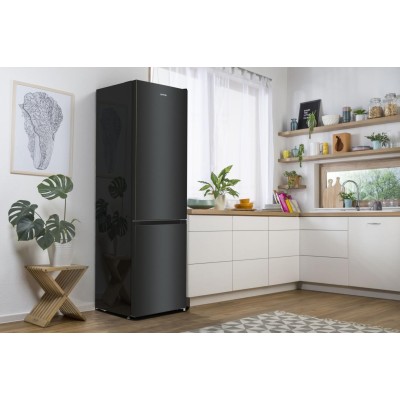Холодильник з нижн. мороз. камерою Gorenje, 200х60х60см, 2 двері, 235( 96)л, А++, NoFrost+ , LED дисплей, Зона св-ті, чорний (NR