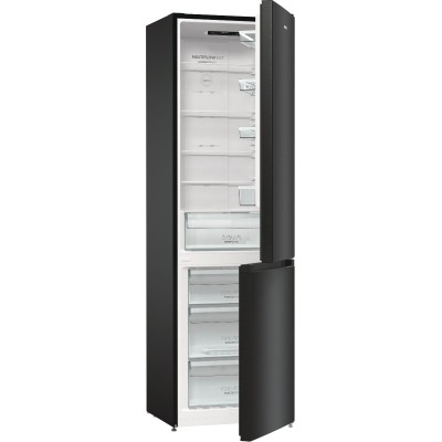 Холодильник з нижн. мороз. камерою Gorenje, 200х60х60см, 2 двері, 235( 96)л, А++, NoFrost+ , LED дисплей, Зона св-ті, чорний (NR