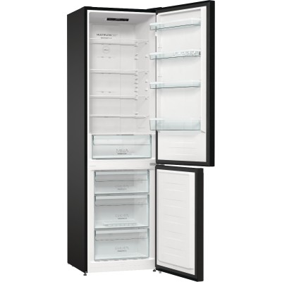 Холодильник з нижн. мороз. камерою Gorenje, 200х60х60см, 2 двері, 235( 96)л, А++, NoFrost+ , LED дисплей, Зона св-ті, чорний (NR