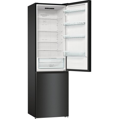 Холодильник з нижн. мороз. камерою Gorenje, 200х60х60см, 2 двері, 235( 96)л, А++, NoFrost+ , LED дисплей, Зона св-ті, чорний (NR