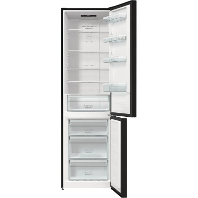 Холодильник з нижн. мороз. камерою Gorenje, 200х60х60см, 2 двері, 235( 96)л, А++, NoFrost+ , LED дисплей, Зона св-ті, чорний (NR