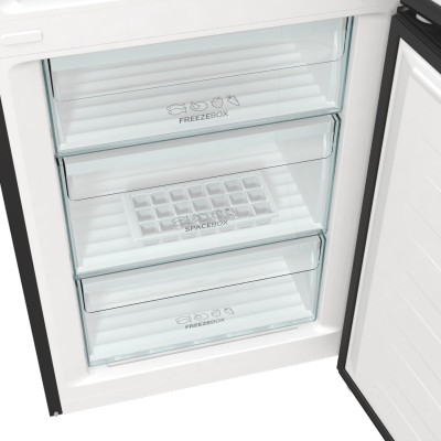 Холодильник з нижн. мороз. камерою Gorenje, 200х60х60см, 2 двері, 235( 96)л, А++, NoFrost+ , LED дисплей, Зона св-ті, чорний (NR