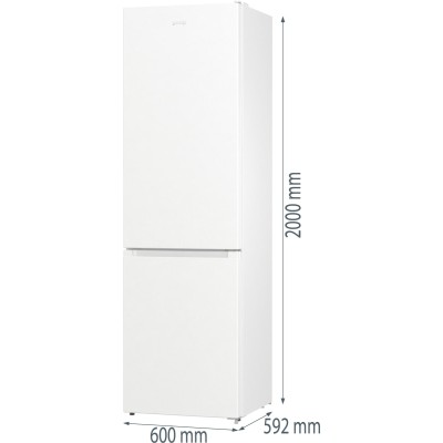 Холодильник з нижн. мороз. камерою Gorenje, 200х60х60см, 2 двері, 235(96)л, А++, NoFrost+, Зона св-ті, білий (NRK6202EW4)