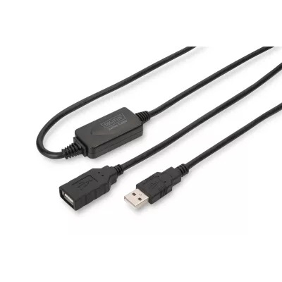 Подовжувач DIGITUS USB 2.0 Active Cable, A/M-A/F, 15м, чорний (DA-73101)