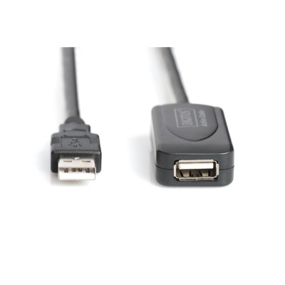 Подовжувач DIGITUS USB 2.0 Active Cable, A/M-A/F, 20м, чорний (DA-73102)