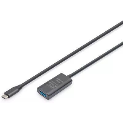 Подовжувач DIGITUS USB 3.2 Gen1 Active Cable 5G, C/M-A/F, 10м, чорний (DA-73111)