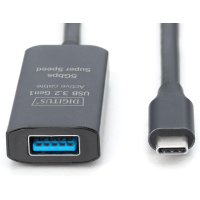 Подовжувач DIGITUS USB 3.2 Gen1 Active Cable 5G, C/M-A/F, 5м, чорний (DA-73110)
