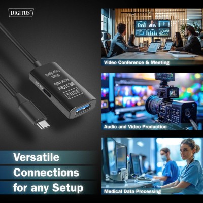 Подовжувач DIGITUS USB 3.2 Gen1 Active Cable 5G, C/M-A/F, 5м, чорний (DA-73110)