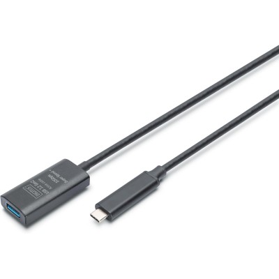 Подовжувач DIGITUS USB 3.2 Gen2 Active Cable 10G, C/M-A/F, 5м, чорний (DA-73113)