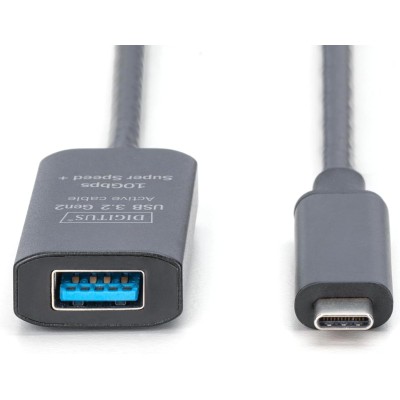 Подовжувач DIGITUS USB 3.2 Gen2 Active Cable 10G, C/M-A/F, 5м, чорний (DA-73113)