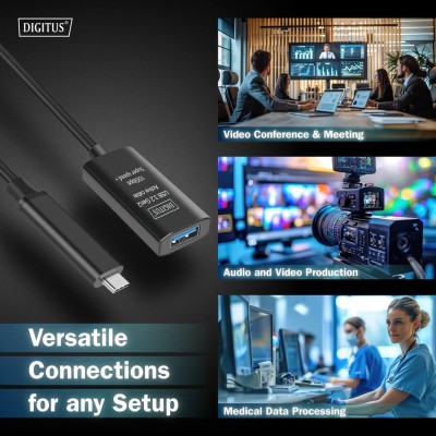 Подовжувач DIGITUS USB 3.2 Gen2 Active Cable 10G, C/M-A/F, 5м, чорний (DA-73113)