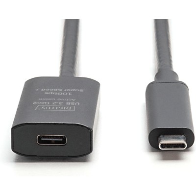 Подовжувач DIGITUS USB 3.2 Gen2 Active Cable 10G, C/M-C/F, 5м, чорний (DA-73112)