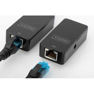 Подовжувач DIGITUS USB, USB 2.0, для використання з кабелем Cat5/5e/6 UTP, STP або SFT, до 50 м, чорний (DA-70141)