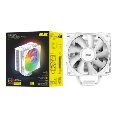 Процесорний кулер 2E GAMING Air Cool ACN120W-ARGB, LGA1851, 1700, 1200, 115x, 1366, AM5, AM4, AM3, AM3+, AM2 ,AM2+, FM2, FM1 4pi