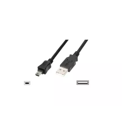 Кабель DIGITUS USB-A > mini USB заряджання/синхронізації, 1.8м, чорний (AK-300108-018-S)