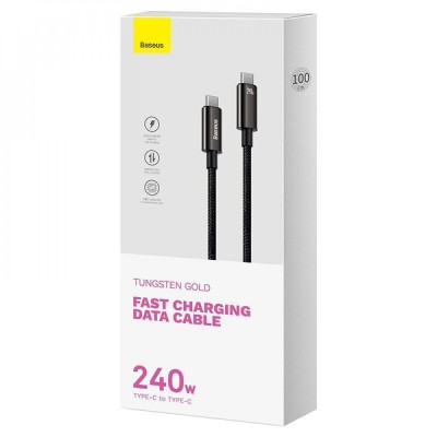 Cable Baseus Tungsten Gold Type-C To Type-C 240W (CAWJ040001) 1m Black