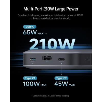 Power Bank CUKTECH PB250 25000mAh 210W сірий