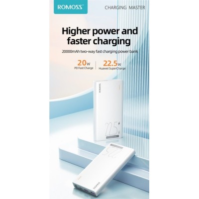 Зовн_АКБ Romoss 20000mAh Sense 6 22,5W (PPH80-611-1121H) білий