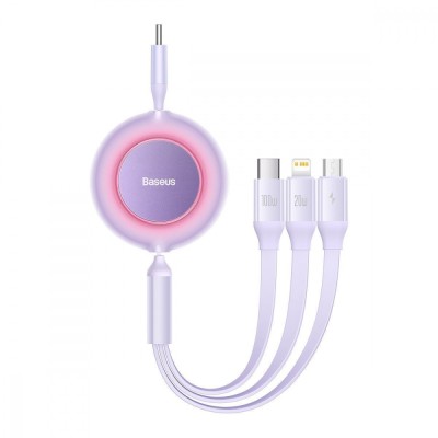 Кабель Baseus Bright Mirror 2 Series 3-in-1 (Micro USB+Lightning+Type-C) 100W (1.1m) CAMJ010205 Purple