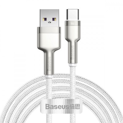 Кабель Baseus Cafule Metal Data Type-C 66W (2m) CAKF000202 White