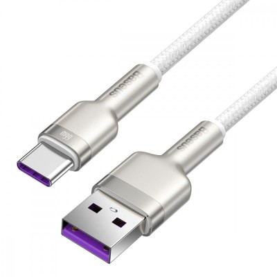 Кабель Baseus Cafule Metal Data Type-C 66W (2m) CAKF000202 White