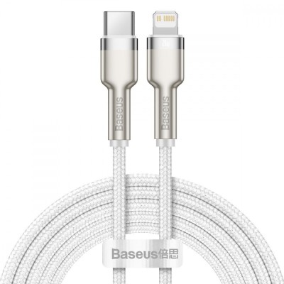 Кабель Baseus Cafule Metal Data USB кабель Type-C to iP PD 20W 2m (CATLJK-B02) White Кабель Baseus Cafule Metal Data USB кабель Type-C to iP PD 20W 2m (CATLJK-B02) White