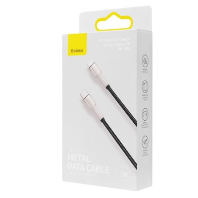 Кабель Baseus Cafule Metal Data USB кабель Type-C to iP PD 20W 2m (CATLJK-B02) White Кабель Baseus Cafule Metal Data USB кабель Type-C to iP PD 20W 2m (CATLJK-B02) White
