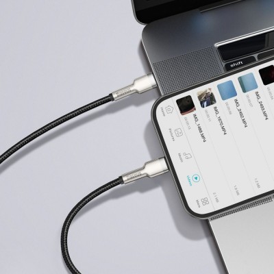 Кабель Baseus Cafule Metal Data USB кабель Type-C to iP PD 20W 2m (CATLJK-B02) White Кабель Baseus Cafule Metal Data USB кабель Type-C to iP PD 20W 2m (CATLJK-B02) White