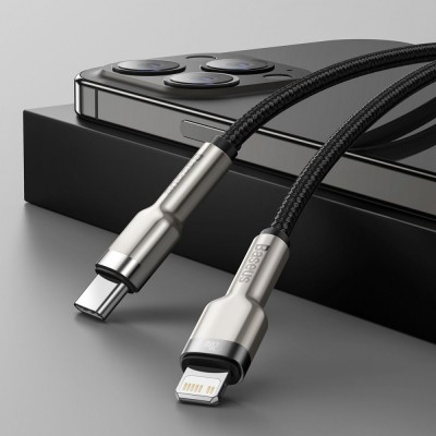 Кабель Baseus Cafule Metal Data USB кабель Type-C to iP PD 20W 2m (CATLJK-B02) White Кабель Baseus Cafule Metal Data USB кабель Type-C to iP PD 20W 2m (CATLJK-B02) White