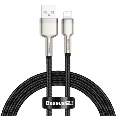 Кабель Baseus Cafule Series Metal Data USB кабель USB to IP 2.4A 1m (CALJK-A01) Black