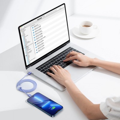 Кабель Baseus Crystal Shine Series Fast Charging Data USB кабель Type-C To IP 20W 1.2m (CAJY001304) Pink
