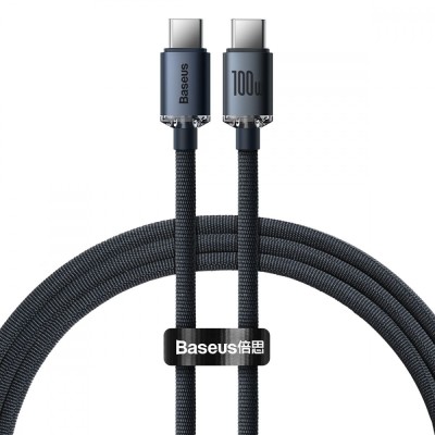 Кабель Baseus Crystal Shine Series Fast Charging Data USB кабель Type-C To Type-C 100W 1.2m (CAJY000601) Black